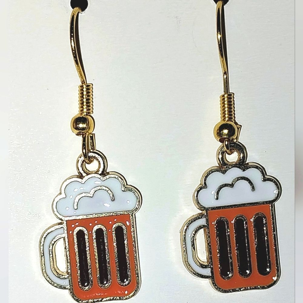 Retro Hand CRAFTED Retro Beer Cocktail Earring - Picture 5 of 5